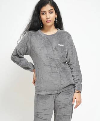 Grey woolen strecthable free size co ord set 2
