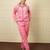 Pink velvet supersoft strecthable fabric zipper with hoddie pattern free size co ord set