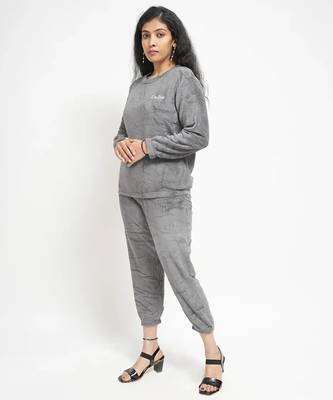 Grey woolen strecthable free size co ord set 3