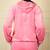 Pink velvet supersoft strecthable fabric zipper with hoddie pattern free size co ord set