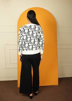 White strecthable imported fabric digital free size co ord set 3
