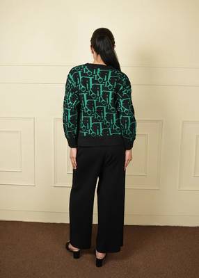 Black strecthable imported fabric digital free size co ord set 3