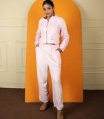 Pink velvet supersoft zipper free size co ord set