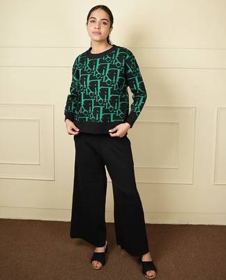 Black strecthable imported fabric digital free size co ord set 1