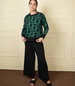 Black strecthable imported fabric digital free size co ord set