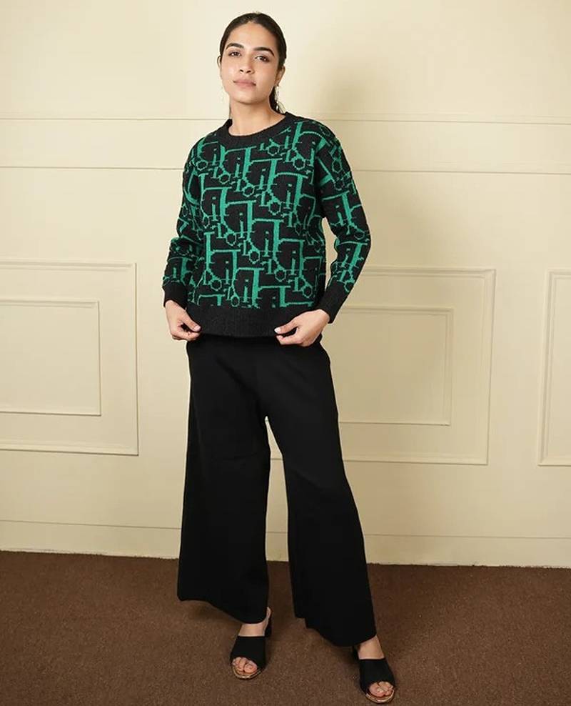 Black strecthable imported fabric digital free size co ord set