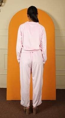 Pink velvet supersoft zipper free size co ord set 5