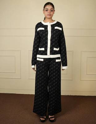 Black imported soft fabric thread free size co ord set 1