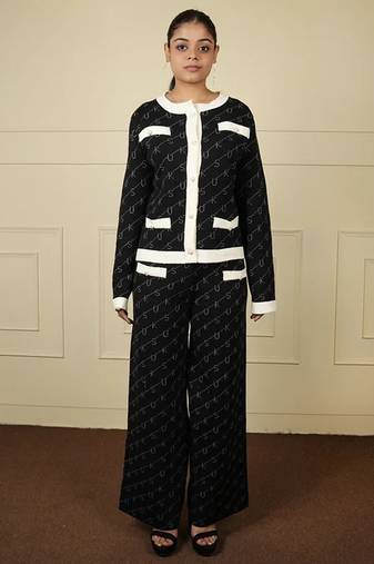 Black imported soft fabric thread free size co ord set