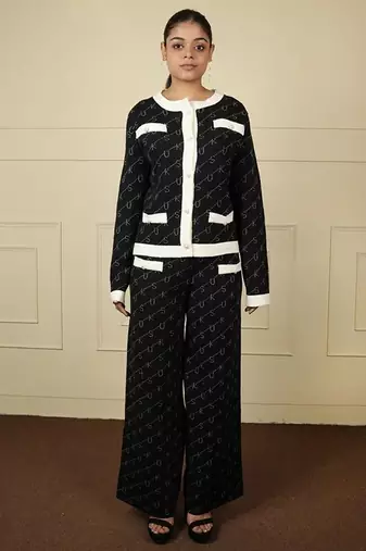 Black imported soft fabric thread free size co ord set