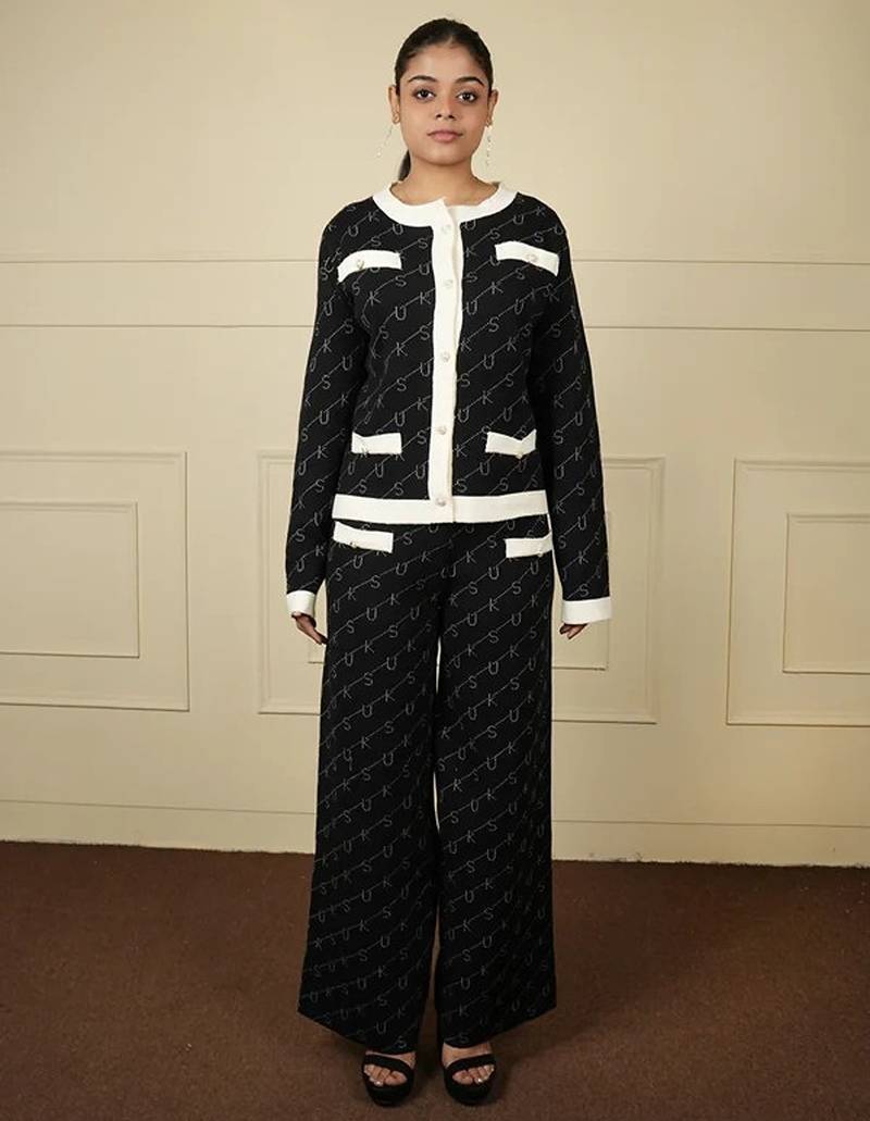 Black imported soft fabric thread free size co ord set