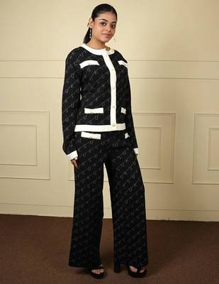 Black imported soft fabric thread free size co ord set 2