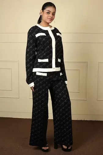 Black imported soft fabric thread free size co ord set