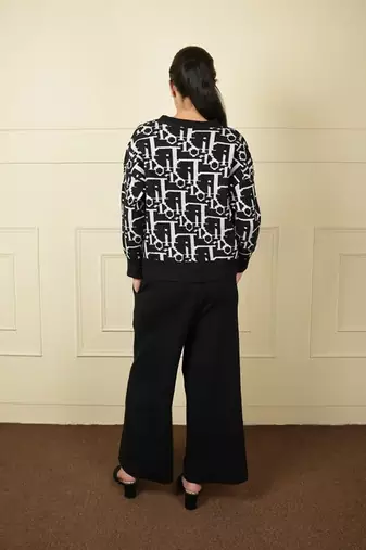 Black white strecthable imported fabric digital free size co ord set