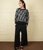 Black white strecthable imported fabric digital free size co ord set