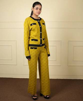 Neon green black imported soft fabric thread free size co ord set 2