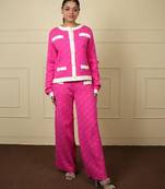 Pinkwhite imported soft fabric thread free size co ord set