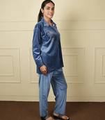 Sky blue velvet supersoft strecthable sarwoski embroidery pattern free size co ord set