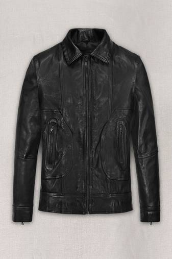 Qawach men pure genuine leather jacket lambskin winter vintage motorcycle biker, black