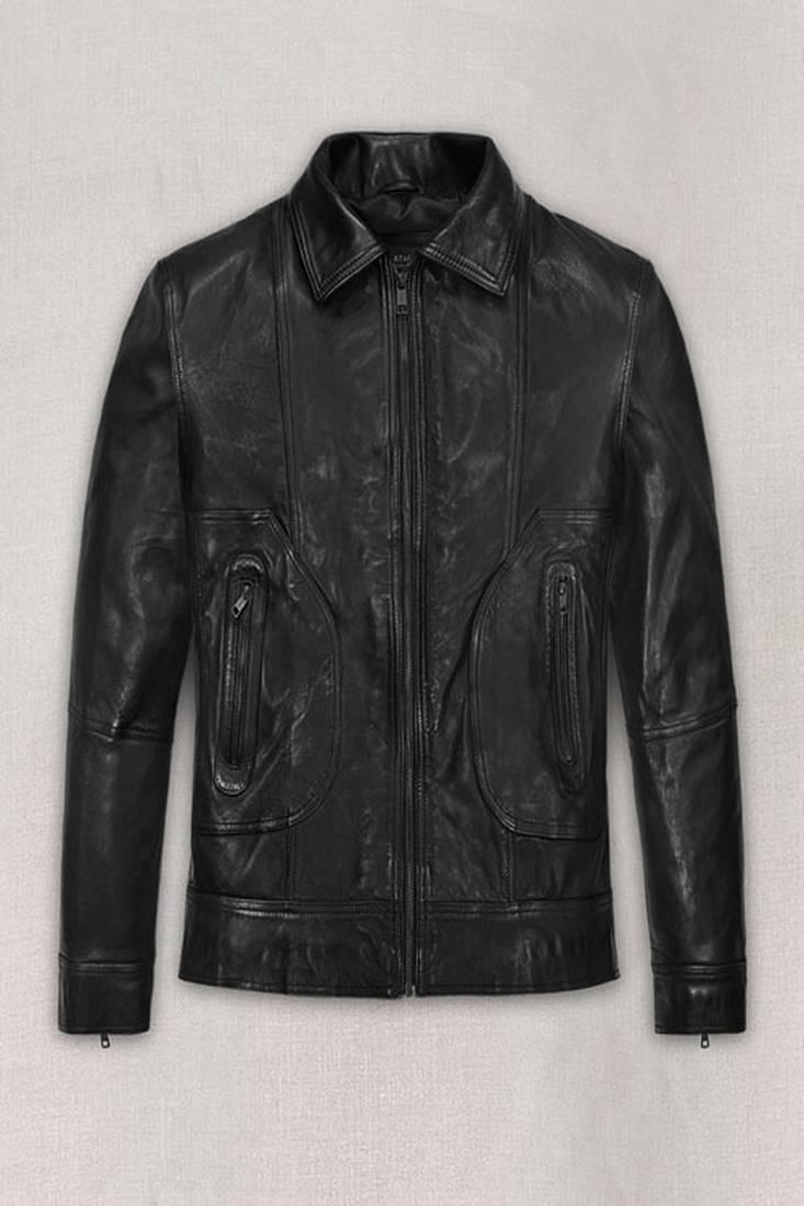 Qawach men pure genuine leather jacket lambskin winter vintage motorcycle biker, black