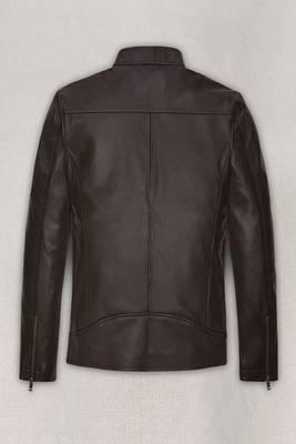 men's dark brown lambskin cafe racer jacket stand up collar 3