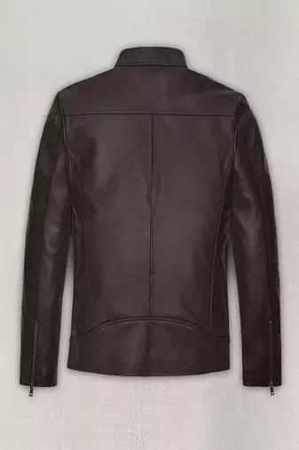 men's dark brown lambskin cafe racer jacket stand up collar
