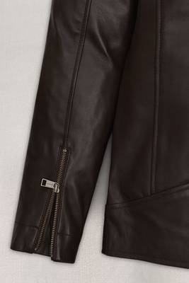 men's dark brown lambskin cafe racer jacket stand up collar 4