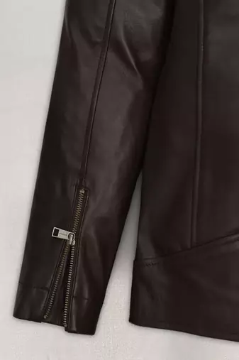 men's dark brown lambskin cafe racer jacket stand up collar