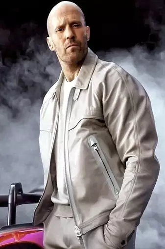 Men’s white leather jacket – modern minimalist zip-up casual slim fit coat