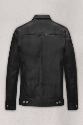 men's black lambskin leather trucker jacket rugged trucker style premium 2