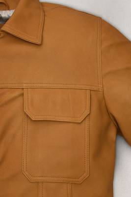 men's genuine lambskin leather trucker jacket rugged trucker style 3