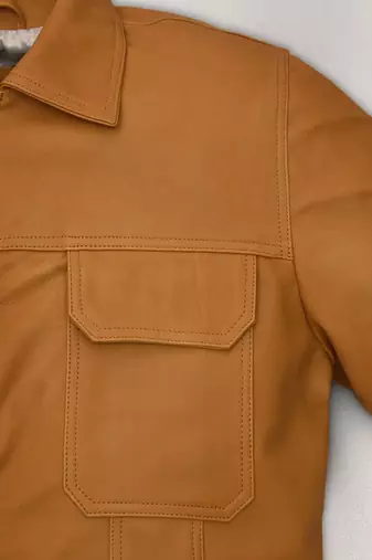 men's genuine lambskin leather trucker jacket rugged trucker style