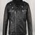 Men’s black leather biker jacket – classic asymmetrical moto jacket with belt