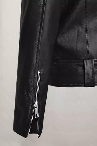 men's black lambskin leather biker jacket asymmetrical zip closure