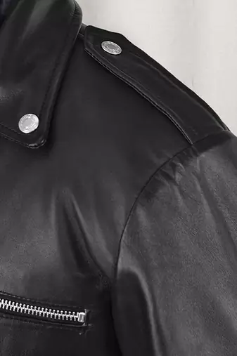 men's black lambskin leather biker jacket asymmetrical zip closure