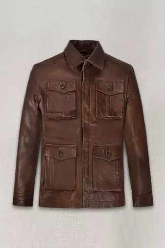 men's brown lambskin leather trucker jacket vintage inspired look
