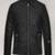 Men’s black  leather moto jacket – stand collar slim fit racer style