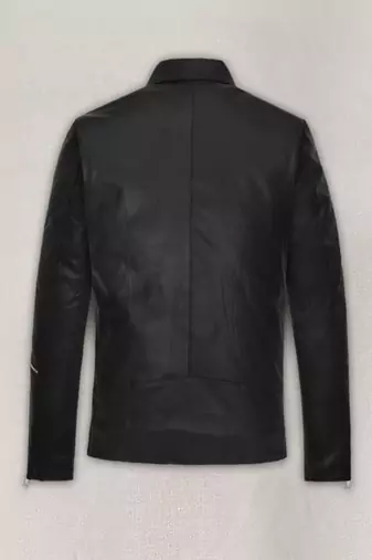 men's black lambskin leather biker jacket stand up collar style