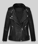 men’s black leather jacket – iconic biker style with belt & zipper design