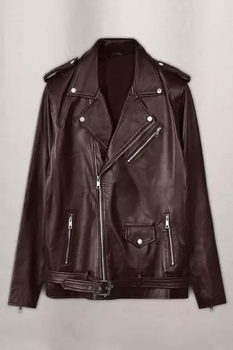 Men’s premium burgundy leather moto jacket – rugged biker style outerwear