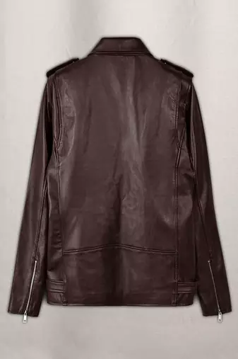men's burgundy lambskin leather biker jacket classic moto zip style