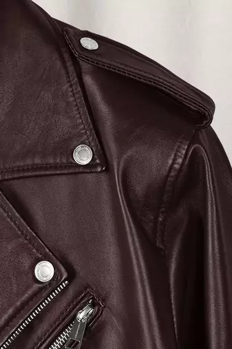 men's burgundy lambskin leather biker jacket classic moto zip style