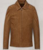 men's brown suede leather jacket classic zip up style genuine