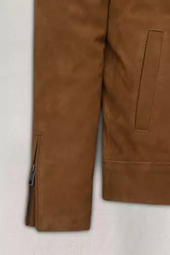 men's brown suede leather jacket classic zip up style genuine