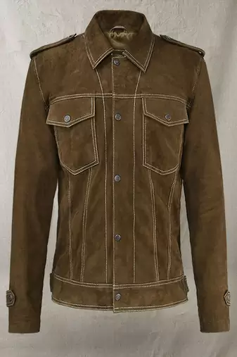 men's brown suede leather jacket classic zip up style superior