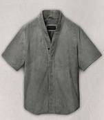men's gray lambskin leather coat classic zip up style