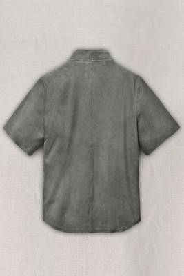 men's gray lambskin leather coat classic zip up style 2