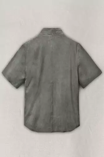 men's gray lambskin leather coat classic zip up style