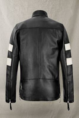 men's black and white lambskin leather biker jacket classic moto 2