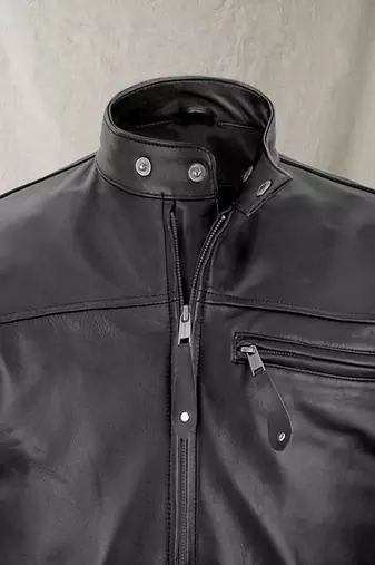 men's black and white lambskin leather biker jacket classic moto